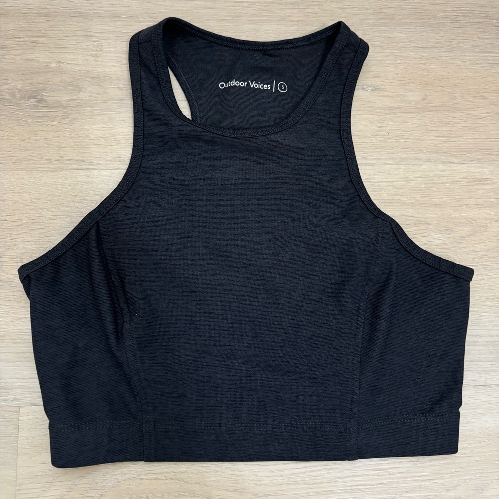 Outdoor Voices Athena Crop Top. black. Women’s Sports Bra. Size S